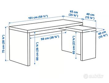 scrivania Malm Ikea con L estraibile