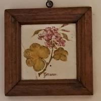 quadrino vintage con ceramica e legno 