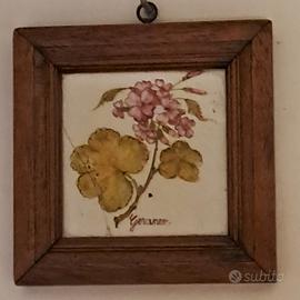 quadrino vintage con ceramica e legno 