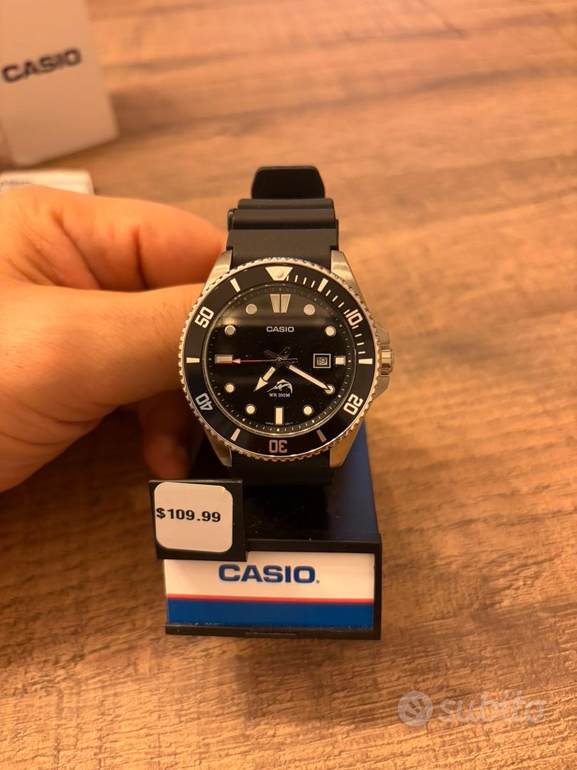 Cinturino In Resina Nero Compatibile Casio MDV106-1AV 200M WR - Larghezza 22mm, Fibbia Acciaio