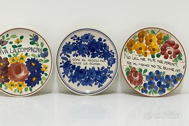 trio di piatti dipinti a mano