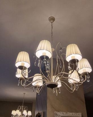 Coppia Lampadari Classici 8 Luci Shabby Chic 