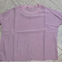 T-shirt in Seta, scollo e polsini in costina