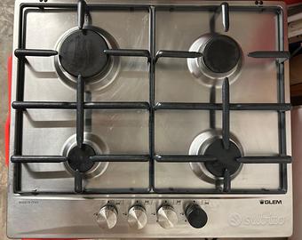 Piano cottura a gas Glem 4 fuochi in acciaio inox