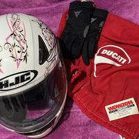Set Moto Donna: Guanti S + Casco S + Sacca