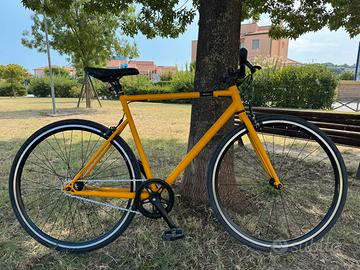 Bici città single speed ELOPS 500 gialla taglia L