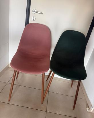 2 sedie SKLUM velluto rosa e verde