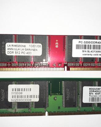 Memoria RAM DDR1 DDR 400 PC3200 2x 512 MB