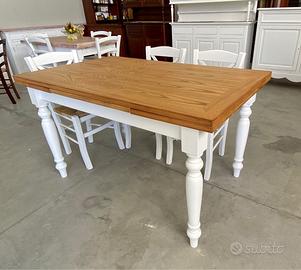 Nuovo tavolo bicolore di vero legno,piano rovere