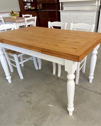 Nuovo tavolo bicolore di vero legno,piano rovere