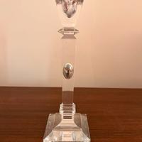 Bugia - Porta candela in vetro cristallo e argento