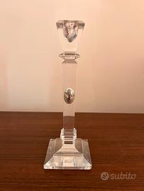 Bugia - Porta candela in vetro cristallo e argento