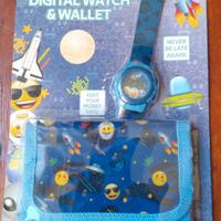 SET OROLOGIO DA POLSO DIGITALE + PORTAFOGLI - ACCE