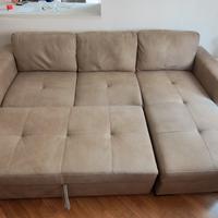 Divano letto 3 posti con penisola contenitore