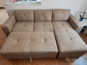 Divano letto 3 posti con penisola contenitore