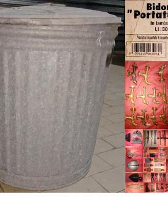 Bidone zincato 30 l con coperchio e altro giardino