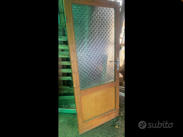 Porta legno, vetro vintage, casa, cantina, lotto