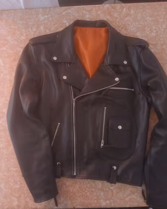 Giubbotto biker uomo in pelle. 