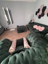 Set Divani Chesterfield Verde Smeraldo