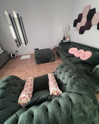 Set Divani Chesterfield Verde Smeraldo