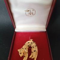 Spilla/ciondolo vintage giaguaro, con scatola