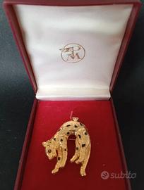 Spilla/ciondolo vintage giaguaro, con scatola