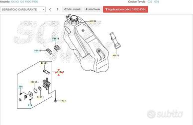 Rubinetto carburante Kawasaki KX125 510231334