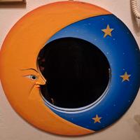 Specchio grande, di legno, Sole e Luna