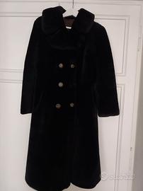 cappotto vintage in pelliccia nero taglia 44 