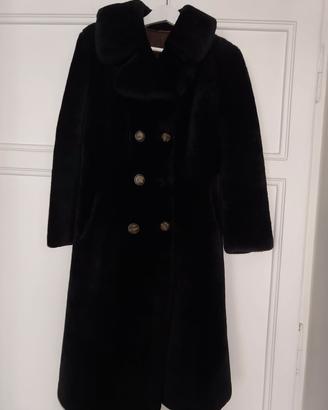 cappotto vintage in pelliccia nero taglia 44 
