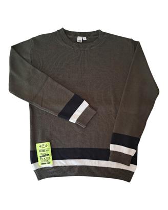 Pullover bambino 14 anni girocollo verde militare