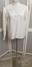 Camicia Vintage in Misto Seta con Pizzo