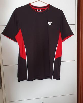 Tshirt running arena nero rosso taglia M