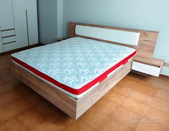 Letto matrimoniale 160x200cm con comodini bianco 