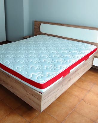 Letto matrimoniale 160x200cm con comodini bianco 