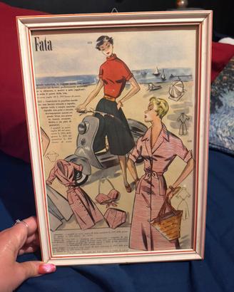 Quadro Vintage Anni '50 Stampa Moda in con Cornice