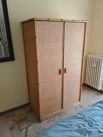 armadio in vimini e bambù anni '80