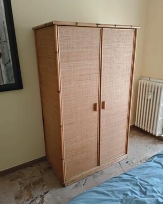 armadio in vimini e bambù anni '80