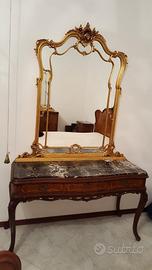 Toletta antica in radica di noce con specchiera do