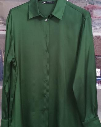 Camicia Donna Zara Verde Smeraldo Satinata – Tagli