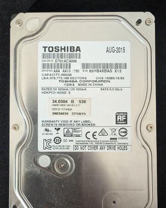 Hard Disk 3.5" Toshiba 500GB SATA (7200 RPM)