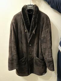 Cappotto montone Shearling scamosciato nero tg 50