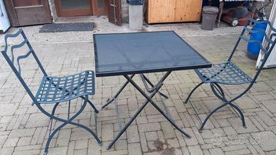 SET  da esterno tavolo+  2 sedie  Ferro pieghevoli