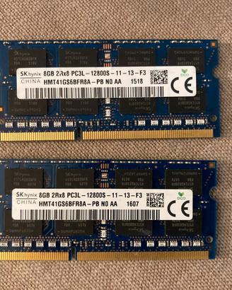 Memoria ram 16gb 2RX8 DDR3 PC3L - 12800S notebook