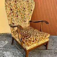 Poltrona velluto damascato fiori