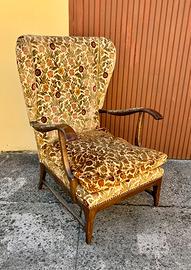 Poltrona velluto damascato fiori