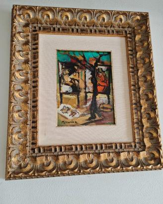 Quadro Dipinto ad Olio Espresso Anni 70