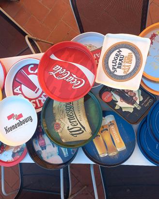 vassoi bar vintage coca cola birra pubblicità 