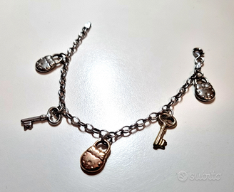 Bracciale argento 925 charms chiavi lucchetti