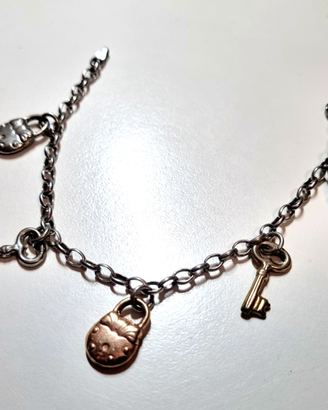 Bracciale argento 925 charms chiavi lucchetti